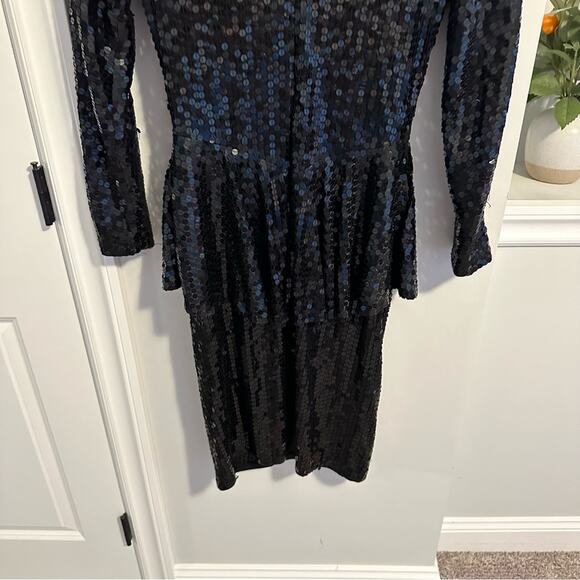 Vintage Swee Lo Black Gem Sequin Long Sleeve Mini Dress Medium - Picture 5 of 11